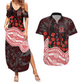 Gold Coast Suns ANZAC Day Couples Matching Summer Maxi Dress and Hawaiian Shirt Indigenous Dot Art with Poppy Flower Tribute