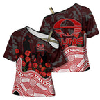 Gold Coast Suns ANZAC Day Cross Shoulder Shirt Indigenous Dot Art with Poppy Flower Tribute