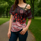 Gold Coast Suns ANZAC Day Cross Shoulder Shirt Indigenous Dot Art with Poppy Flower Tribute