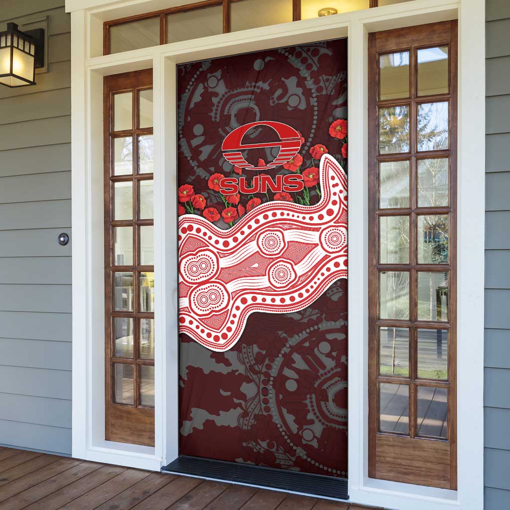 Gold Coast Suns ANZAC Day Door Cover Indigenous Dot Art with Poppy Flower Tribute