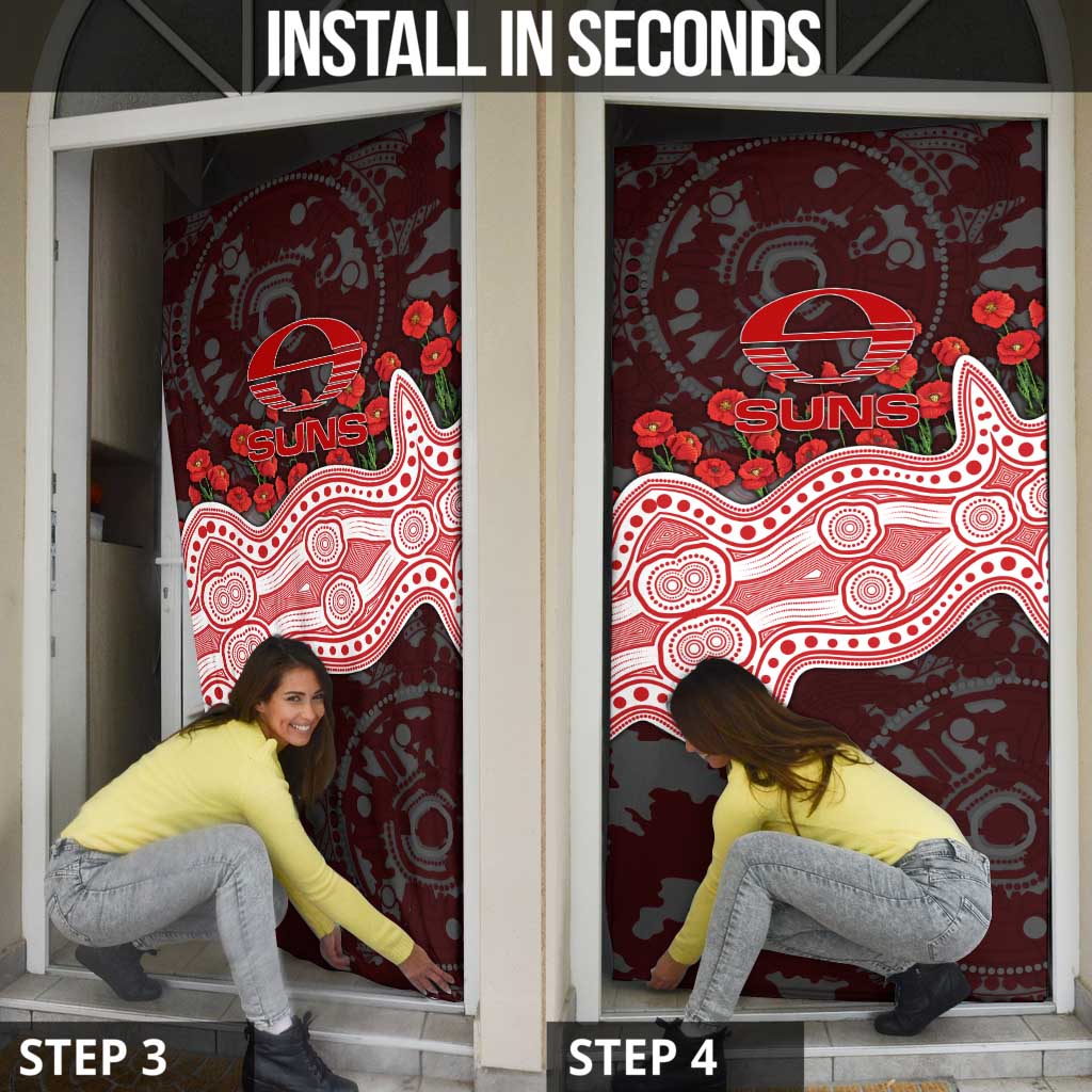 Gold Coast Suns ANZAC Day Door Cover Indigenous Dot Art with Poppy Flower Tribute