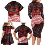Gold Coast Suns ANZAC Day Family Matching Long Sleeve Bodycon Dress and Hawaiian Shirt Indigenous Dot Art with Poppy Flower Tribute