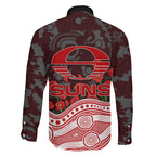 Gold Coast Suns ANZAC Day Family Matching Long Sleeve Bodycon Dress and Hawaiian Shirt Indigenous Dot Art with Poppy Flower Tribute