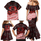 Gold Coast Suns ANZAC Day Family Matching Mermaid Dress and Hawaiian Shirt Indigenous Dot Art with Poppy Flower Tribute