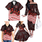 Gold Coast Suns ANZAC Day Family Matching Off The Shoulder Long Sleeve Dress and Hawaiian Shirt Indigenous Dot Art with Poppy Flower Tribute