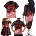 Gold Coast Suns ANZAC Day Family Matching Off The Shoulder Long Sleeve Dress and Hawaiian Shirt Indigenous Dot Art with Poppy Flower Tribute