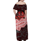Gold Coast Suns ANZAC Day Family Matching Off Shoulder Maxi Dress and Hawaiian Shirt Indigenous Dot Art with Poppy Flower Tribute