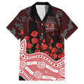 Gold Coast Suns ANZAC Day Family Matching Off Shoulder Short Dress and Hawaiian Shirt Indigenous Dot Art with Poppy Flower Tribute