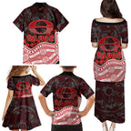 Gold Coast Suns ANZAC Day Family Matching Puletasi and Hawaiian Shirt Indigenous Dot Art with Poppy Flower Tribute