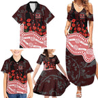 Gold Coast Suns ANZAC Day Family Matching Summer Maxi Dress and Hawaiian Shirt Indigenous Dot Art with Poppy Flower Tribute