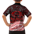 Gold Coast Suns ANZAC Day Family Matching Summer Maxi Dress and Hawaiian Shirt Indigenous Dot Art with Poppy Flower Tribute