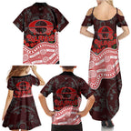Gold Coast Suns ANZAC Day Family Matching Summer Maxi Dress and Hawaiian Shirt Indigenous Dot Art with Poppy Flower Tribute