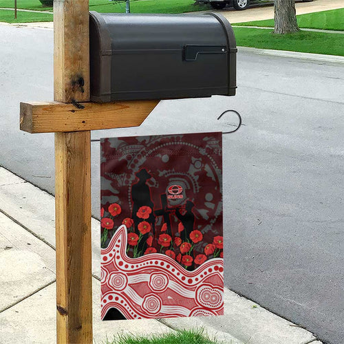 Gold Coast Suns ANZAC Day Garden Flag Indigenous Dot Art with Poppy Flower Tribute