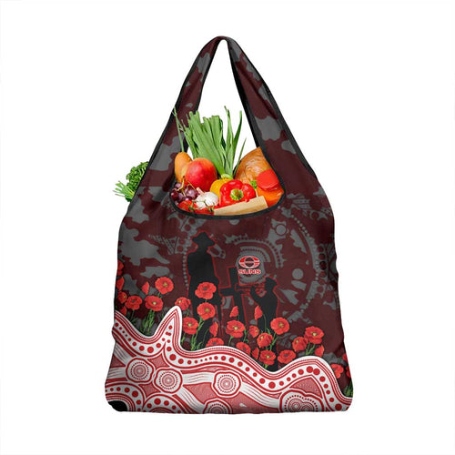 Gold Coast Suns ANZAC Day Grocery Bag Indigenous Dot Art with Poppy Flower Tribute