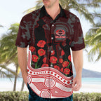 Gold Coast Suns ANZAC Day Hawaiian Shirt Indigenous Dot Art with Poppy Flower Tribute
