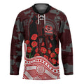 Gold Coast Suns ANZAC Day Hockey Jersey Indigenous Dot Art with Poppy Flower Tribute