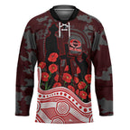 Gold Coast Suns ANZAC Day Hockey Jersey Indigenous Dot Art with Poppy Flower Tribute