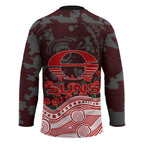Gold Coast Suns ANZAC Day Hockey Jersey Indigenous Dot Art with Poppy Flower Tribute