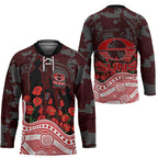 Gold Coast Suns ANZAC Day Hockey Jersey Indigenous Dot Art with Poppy Flower Tribute