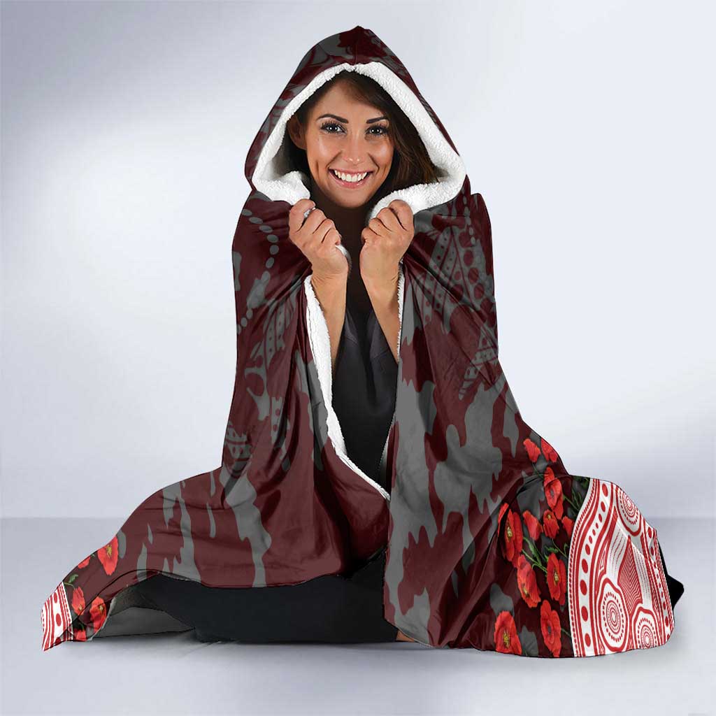 Gold Coast Suns ANZAC Day Hooded Blanket Indigenous Dot Art with Poppy Flower Tribute