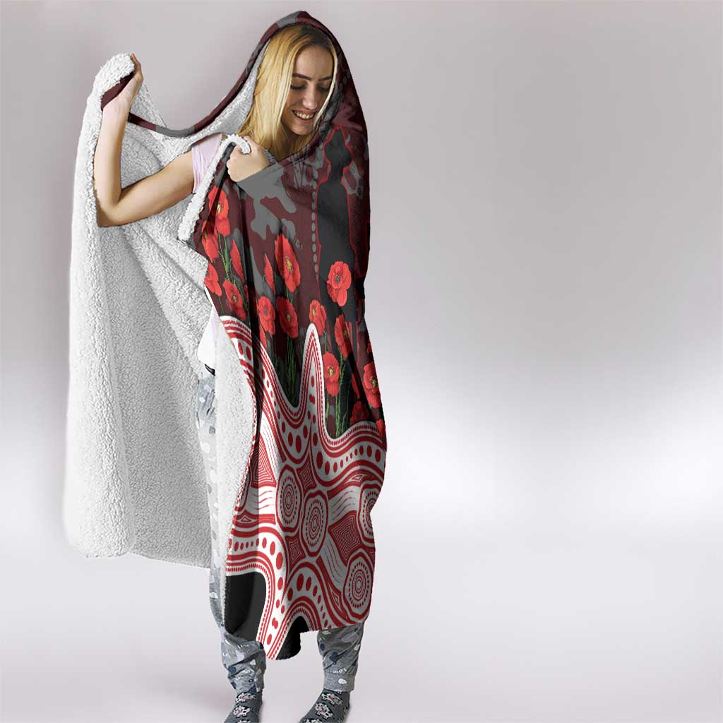 Gold Coast Suns ANZAC Day Hooded Blanket Indigenous Dot Art with Poppy Flower Tribute