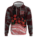 Gold Coast Suns ANZAC Day Hoodie Indigenous Dot Art with Poppy Flower Tribute