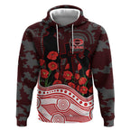 Gold Coast Suns ANZAC Day Hoodie Indigenous Dot Art with Poppy Flower Tribute