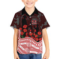Gold Coast Suns ANZAC Day Kid Hawaiian Shirt Indigenous Dot Art with Poppy Flower Tribute