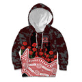 Gold Coast Suns ANZAC Day Kid Hoodie Indigenous Dot Art with Poppy Flower Tribute