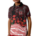 Gold Coast Suns ANZAC Day Kid Polo Shirt Indigenous Dot Art with Poppy Flower Tribute
