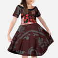 Gold Coast Suns ANZAC Day Kid Short Sleeve Dress Indigenous Dot Art with Poppy Flower Tribute