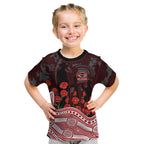 Gold Coast Suns ANZAC Day Kid T Shirt Indigenous Dot Art with Poppy Flower Tribute