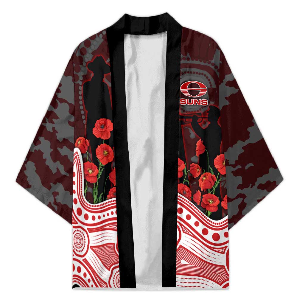 Gold Coast Suns ANZAC Day Kimono Indigenous Dot Art with Poppy Flower Tribute