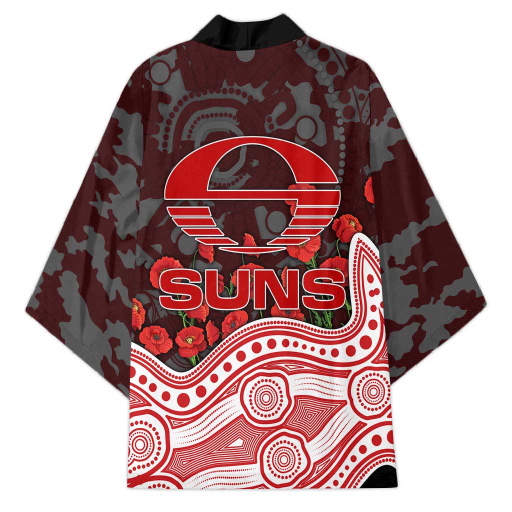 Gold Coast Suns ANZAC Day Kimono Indigenous Dot Art with Poppy Flower Tribute