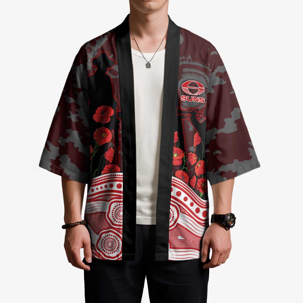 Gold Coast Suns ANZAC Day Kimono Indigenous Dot Art with Poppy Flower Tribute