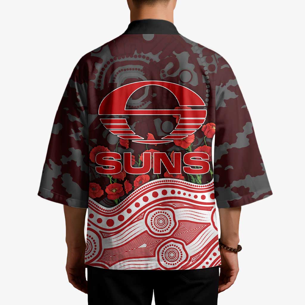 Gold Coast Suns ANZAC Day Kimono Indigenous Dot Art with Poppy Flower Tribute