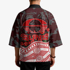 Gold Coast Suns ANZAC Day Kimono Indigenous Dot Art with Poppy Flower Tribute
