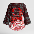 Gold Coast Suns ANZAC Day Kimono Sleeve Blouse Indigenous Dot Art with Poppy Flower Tribute