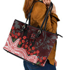 Gold Coast Suns ANZAC Day Leather Tote Bag Indigenous Dot Art with Poppy Flower Tribute