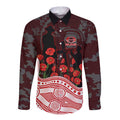 Gold Coast Suns ANZAC Day Long Sleeve Button Shirt Indigenous Dot Art with Poppy Flower Tribute