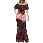 Gold Coast Suns ANZAC Day Mermaid Dress Indigenous Dot Art with Poppy Flower Tribute