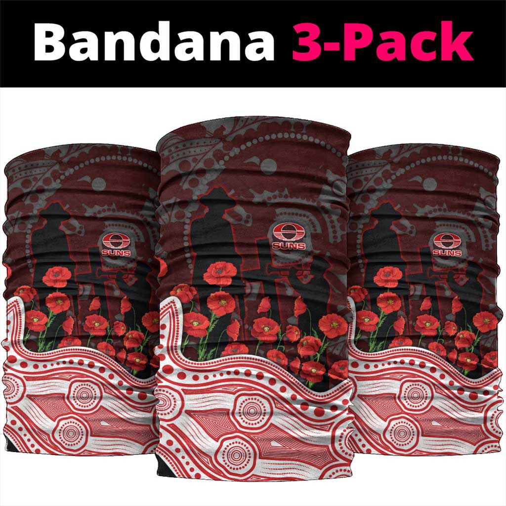 Gold Coast Suns ANZAC Day Neck Gaiter Indigenous Dot Art with Poppy Flower Tribute