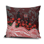 Gold Coast Suns ANZAC Day Pillow Cover Indigenous Dot Art with Poppy Flower Tribute