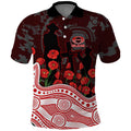Gold Coast Suns ANZAC Day Polo Shirt Indigenous Dot Art with Poppy Flower Tribute