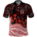 Gold Coast Suns ANZAC Day Polo Shirt Indigenous Dot Art with Poppy Flower Tribute
