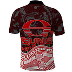 Gold Coast Suns ANZAC Day Polo Shirt Indigenous Dot Art with Poppy Flower Tribute