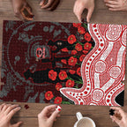 Gold Coast Suns ANZAC Day Puzzle Indigenous Dot Art with Poppy Flower Tribute