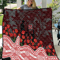Gold Coast Suns ANZAC Day Quilt Indigenous Dot Art with Poppy Flower Tribute
