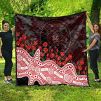 Gold Coast Suns ANZAC Day Quilt Indigenous Dot Art with Poppy Flower Tribute