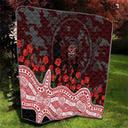 Gold Coast Suns ANZAC Day Quilt Indigenous Dot Art with Poppy Flower Tribute
